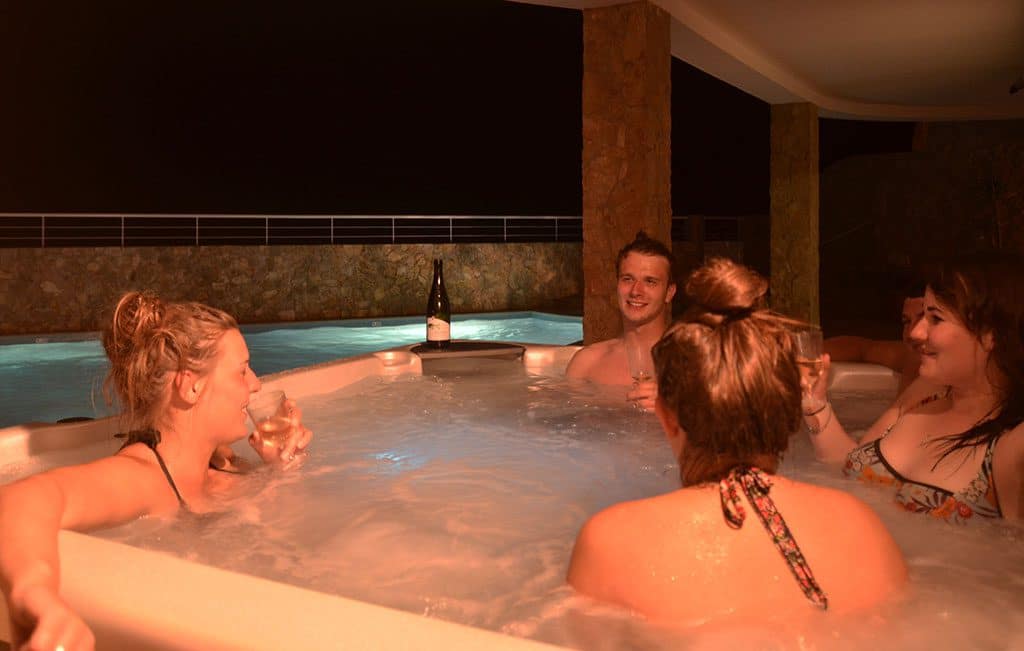 G Estevas people in hot tub