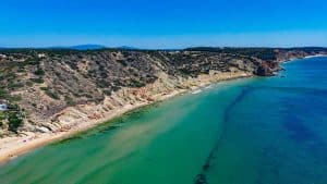 The blue sea and sky on the coast of Salema