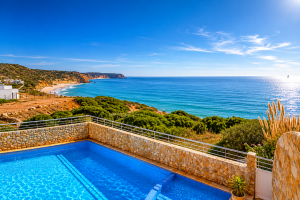 Casa das Estevas pool and sea view